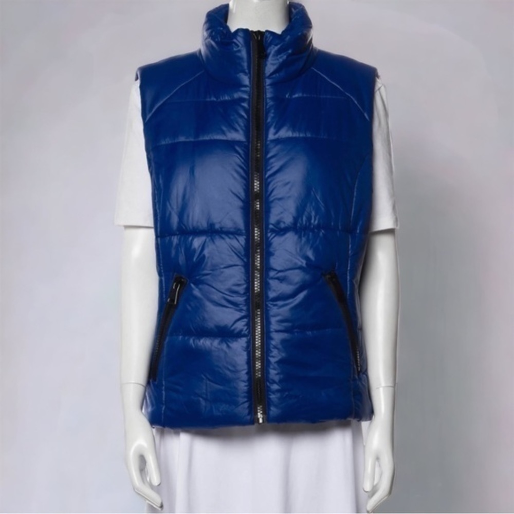 Avec Les Filles Vest Women’s Large Navy Metallic Blue Puffer Quilted Cabinco NWT - Picture 6 of 13